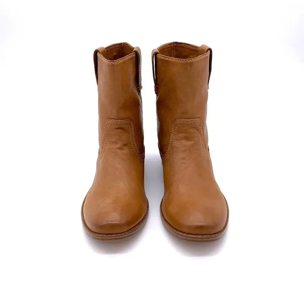 Frye NEW Anna Leather Ankle Shortie Western Boot in Camel Tan Brown 7